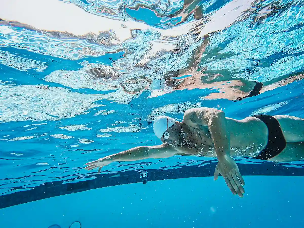 Underwater view of a swimmer's stroke